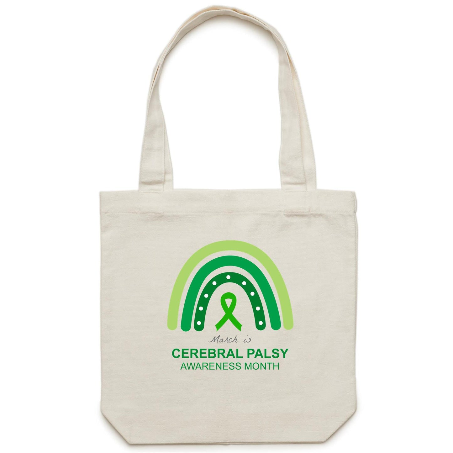 March is Cerebral Palsy Awareness Month (Rainbow) - Carrie Canvas Tote Bag - Lil Learners