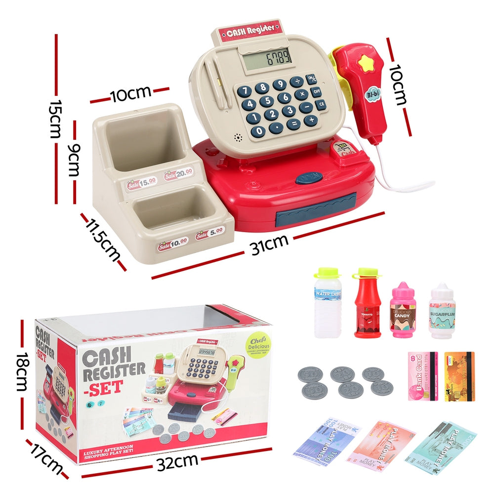 Kids Cash Register Calculator Pretend Play Shops Money Checkout Toys Set