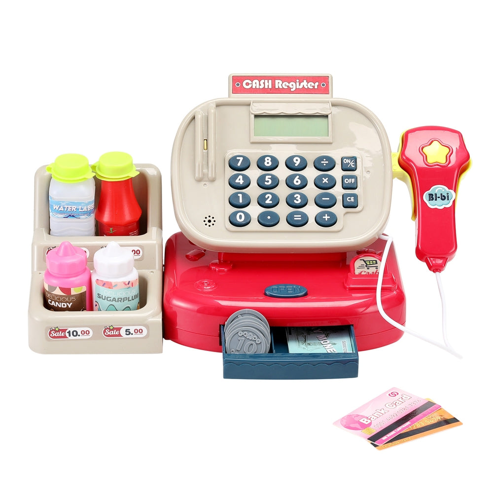 Kids Cash Register Calculator Pretend Play Shops Money Checkout Toys Set