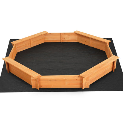 Sandpit Wooden Round Sand Pit with Cover Bench Seat Beach Toys 182cm