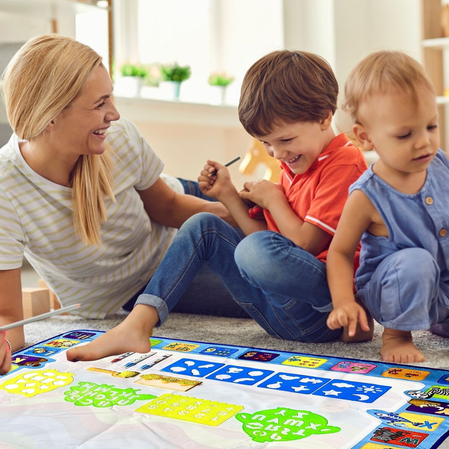 Kids Water Paint Mat with Alphabet and Animals Design (1m x 1m)