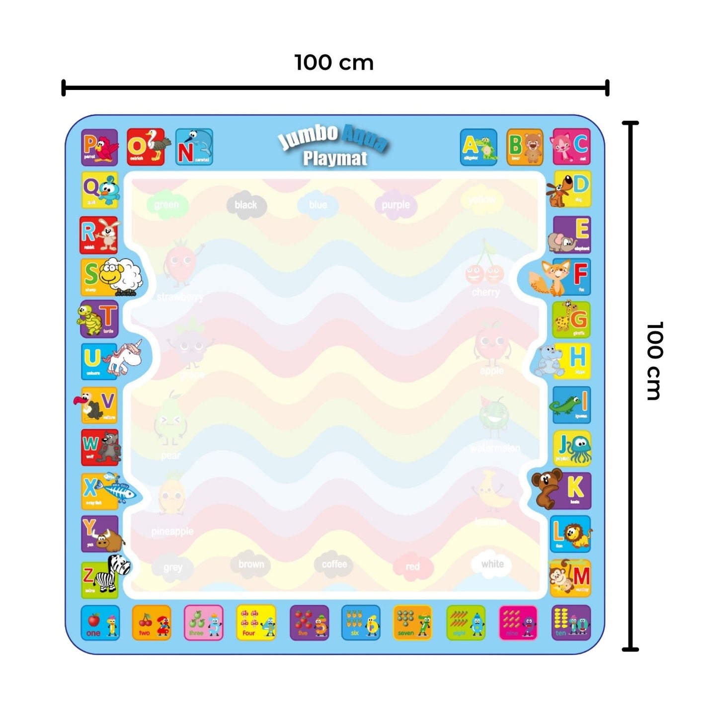 Kids Water Paint Mat with Alphabet and Animals Design (1m x 1m)