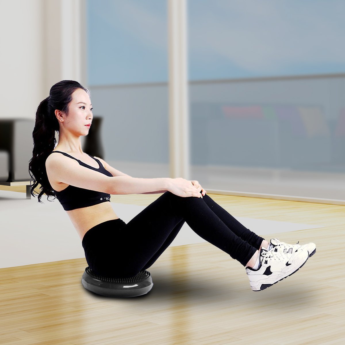 Stability Disc Yoga Home Gym Pilates Balance Trainer - Black