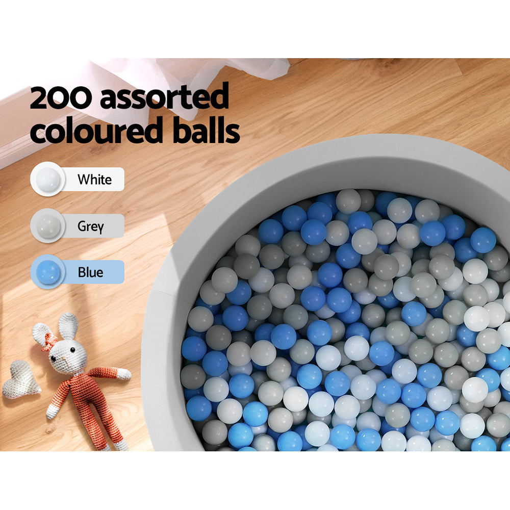 Kids Ball Pit 90x30cm Ocean Foam Play Pool Barrier Toys Children Grey - Lil Learners