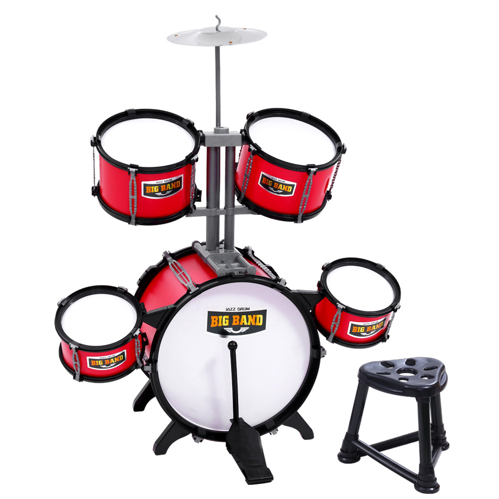 Kids 7 Drum Set Junior Drums Kit Musical Play Toys Childrens Mini Big Band - Lil Learners