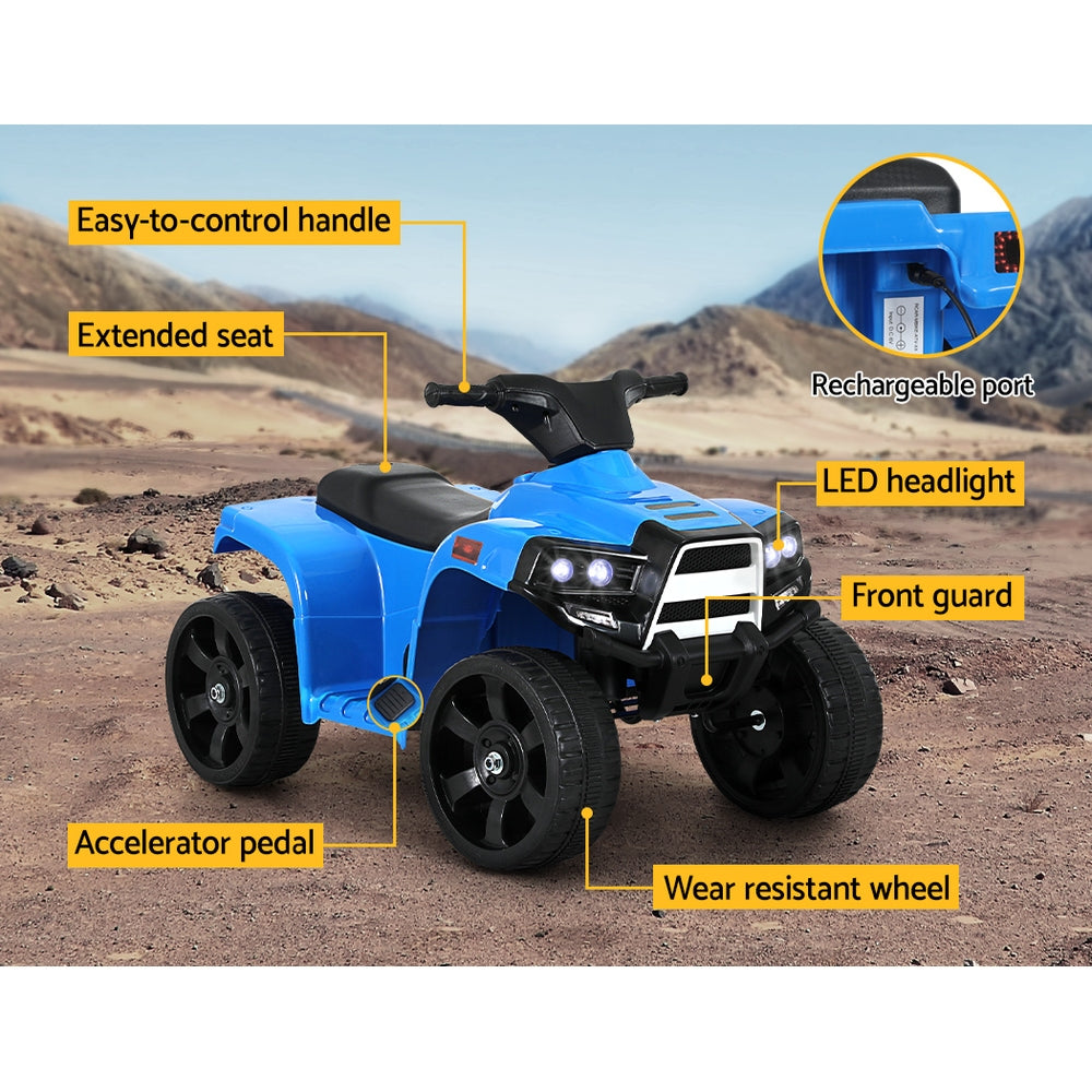 Kids Ride On ATV Quad Motorbike Car 4 Wheeler Electric Toys Battery Blue - Lil Learners