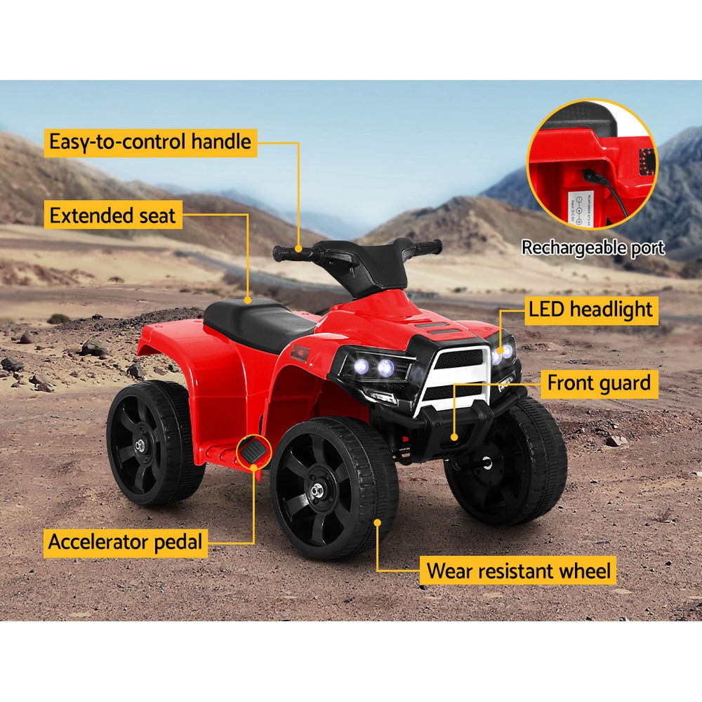 Kids Ride On ATV Quad Motorbike Car 4 Wheeler Electric Toys Battery Red - Lil Learners