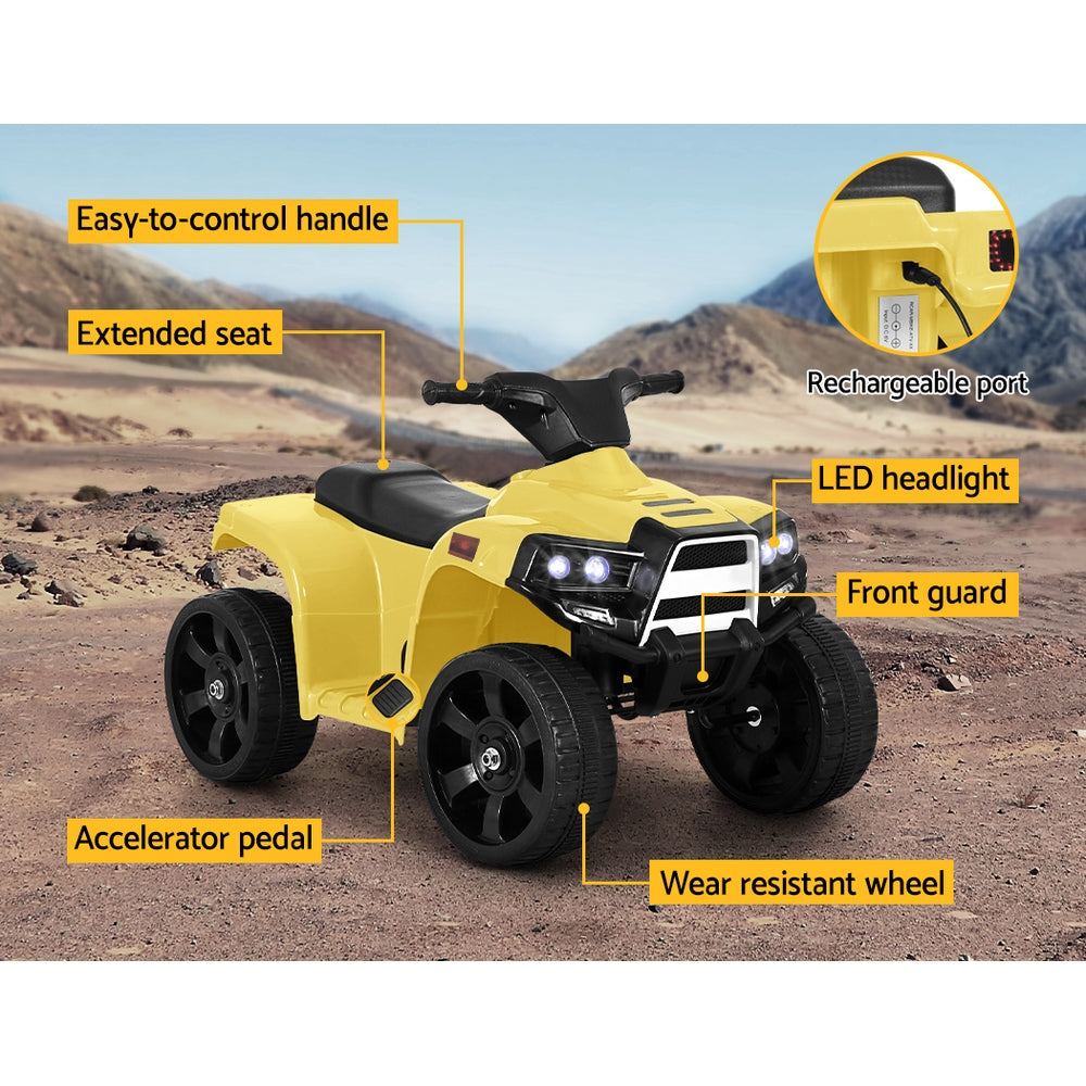 Kids Ride On ATV Quad Motorbike Car 4 Wheeler Electric Toys Battery Yellow - Lil Learners