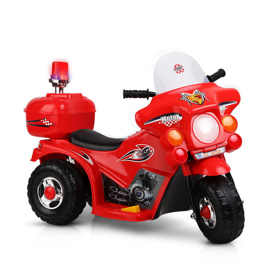 Kids Electric Ride On Police Motorcycle Motorbike 6V Battery Red - Lil Learners