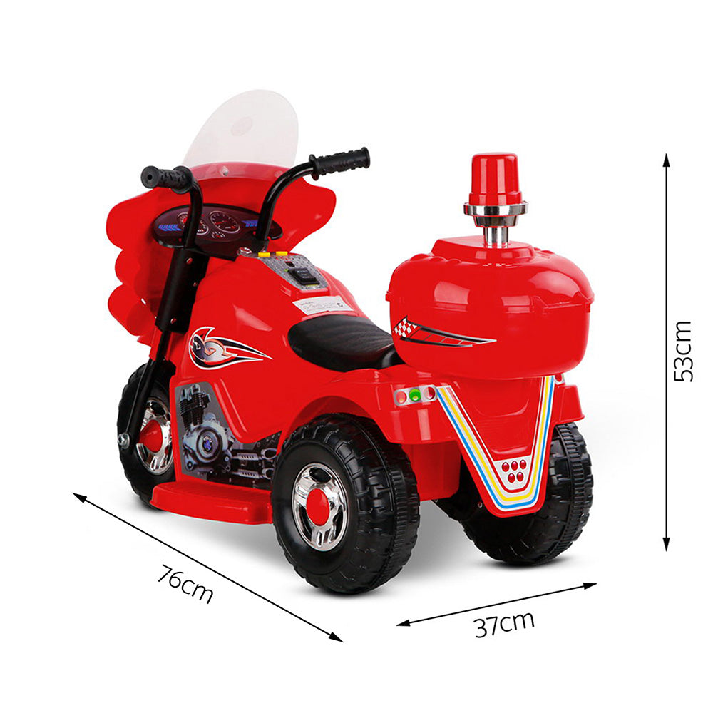 Kids Electric Ride On Police Motorcycle Motorbike 6V Battery Red - Lil Learners