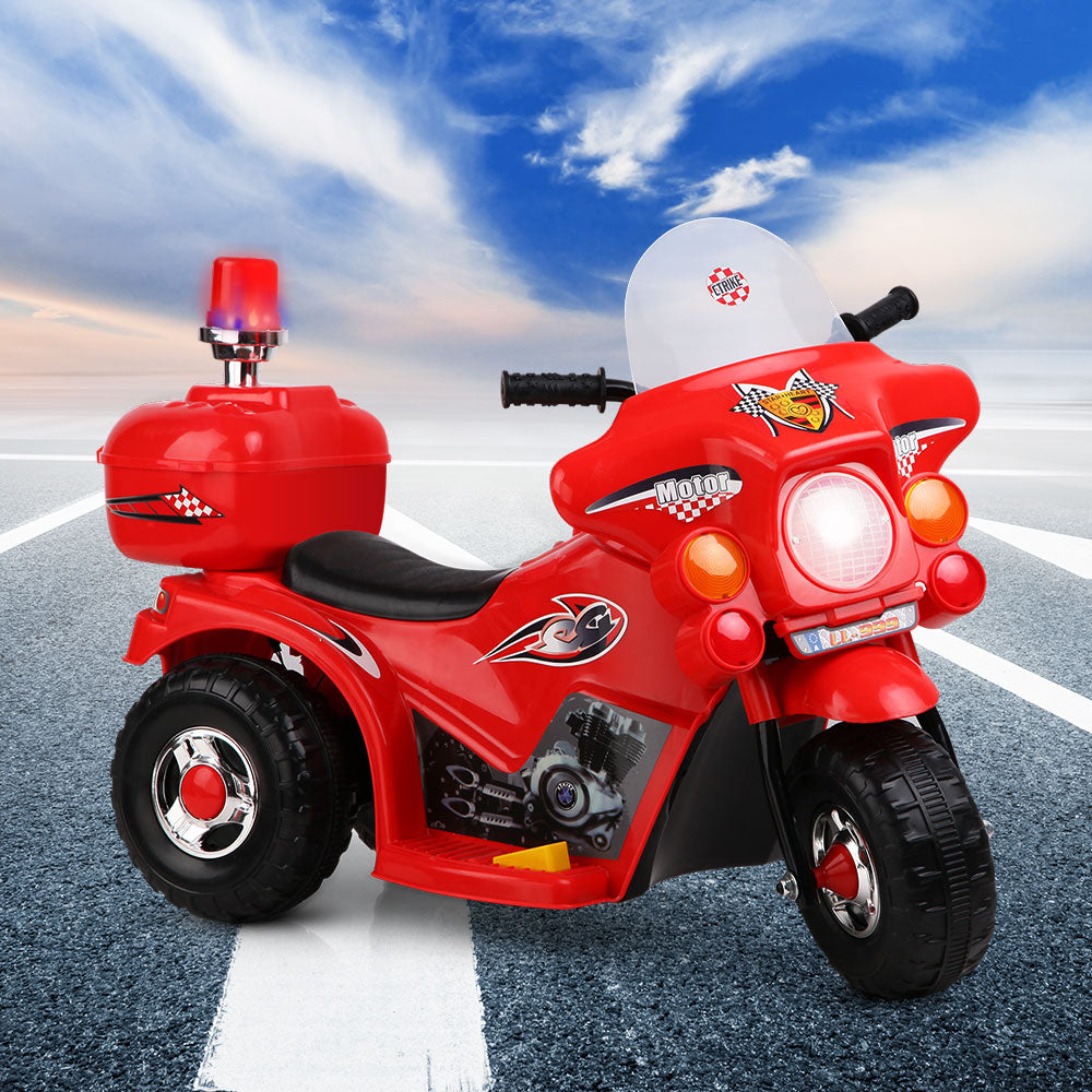 Kids Electric Ride On Police Motorcycle Motorbike 6V Battery Red - Lil Learners