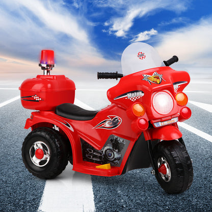 Kids Electric Ride On Police Motorcycle Motorbike 6V Battery Red - Lil Learners