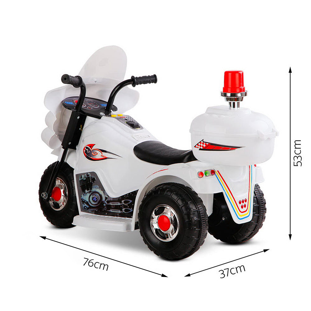 Kids Electric Ride On Police Motorcycle Motorbike 6V Battery White - Lil Learners