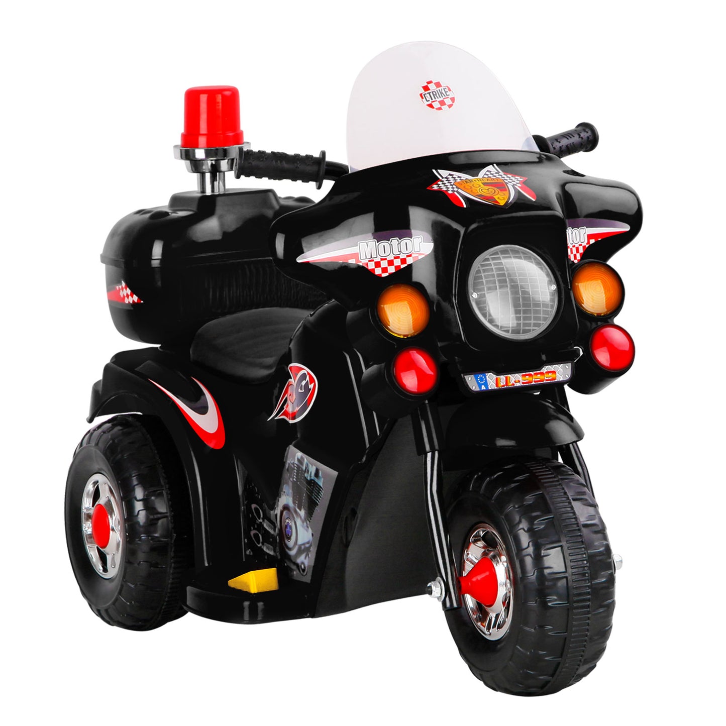 Kids Electric Ride On Police Motorcycle Motorbike 6V Battery Black - Lil Learners