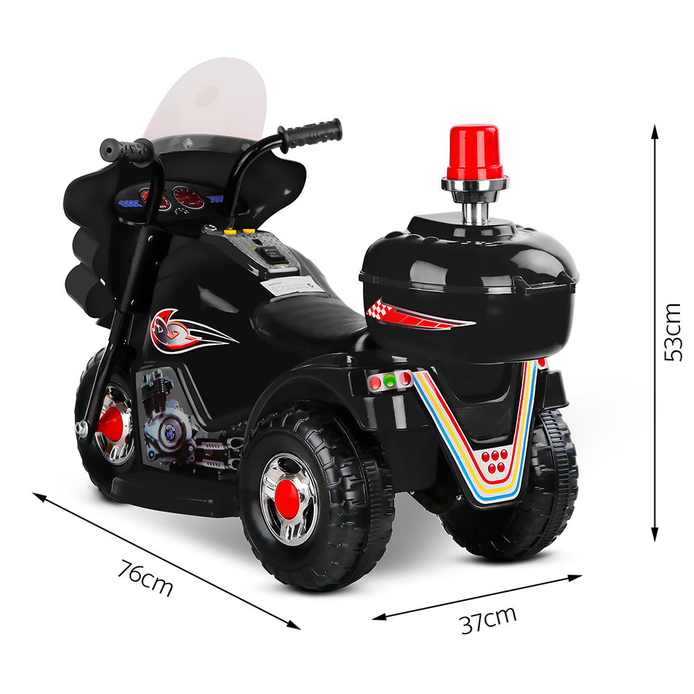 Kids Electric Ride On Police Motorcycle Motorbike 6V Battery Black - Lil Learners