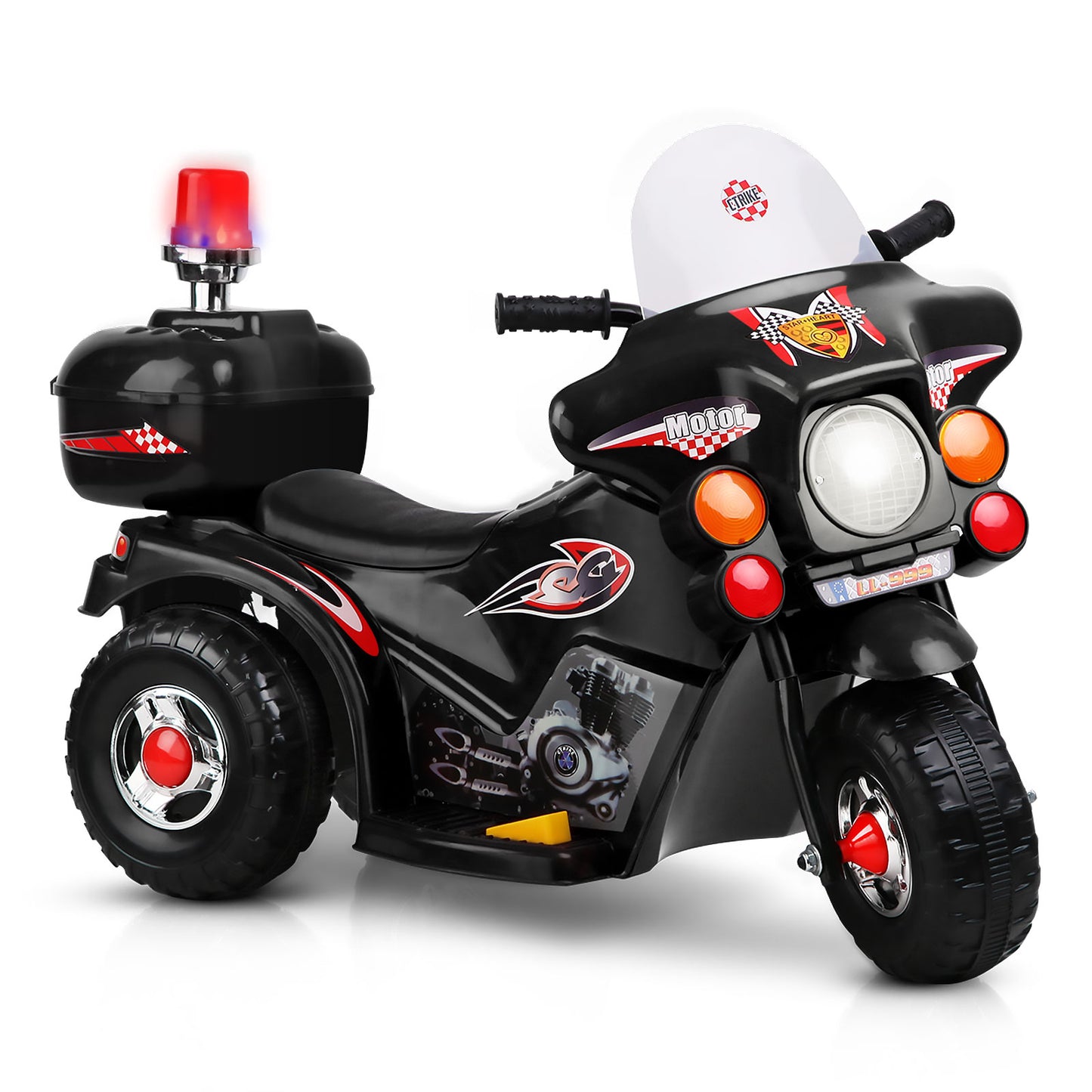 Kids Electric Ride On Police Motorcycle Motorbike 6V Battery Black - Lil Learners