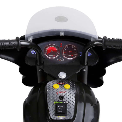 Kids Electric Ride On Police Motorcycle Motorbike 6V Battery Black - Lil Learners