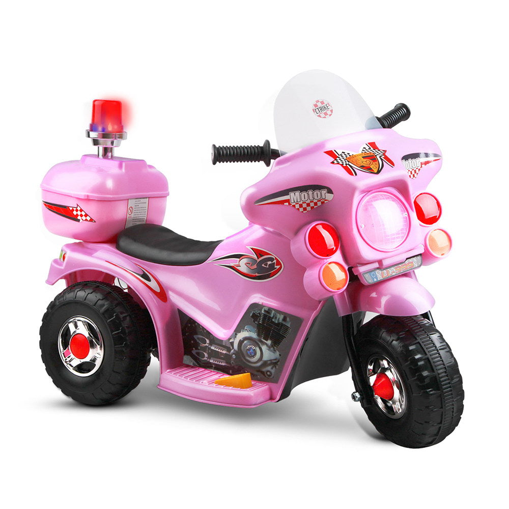 Kids Electric Ride On Police Motorcycle Motorbike 6V Battery Pink - Lil Learners