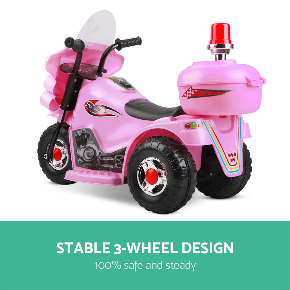 Kids Electric Ride On Police Motorcycle Motorbike 6V Battery Pink - Lil Learners