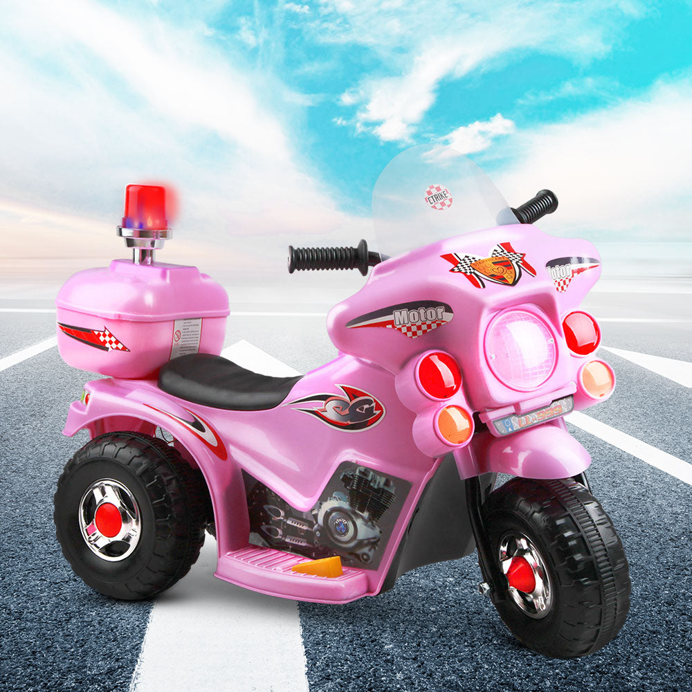 Kids Electric Ride On Police Motorcycle Motorbike 6V Battery Pink - Lil Learners