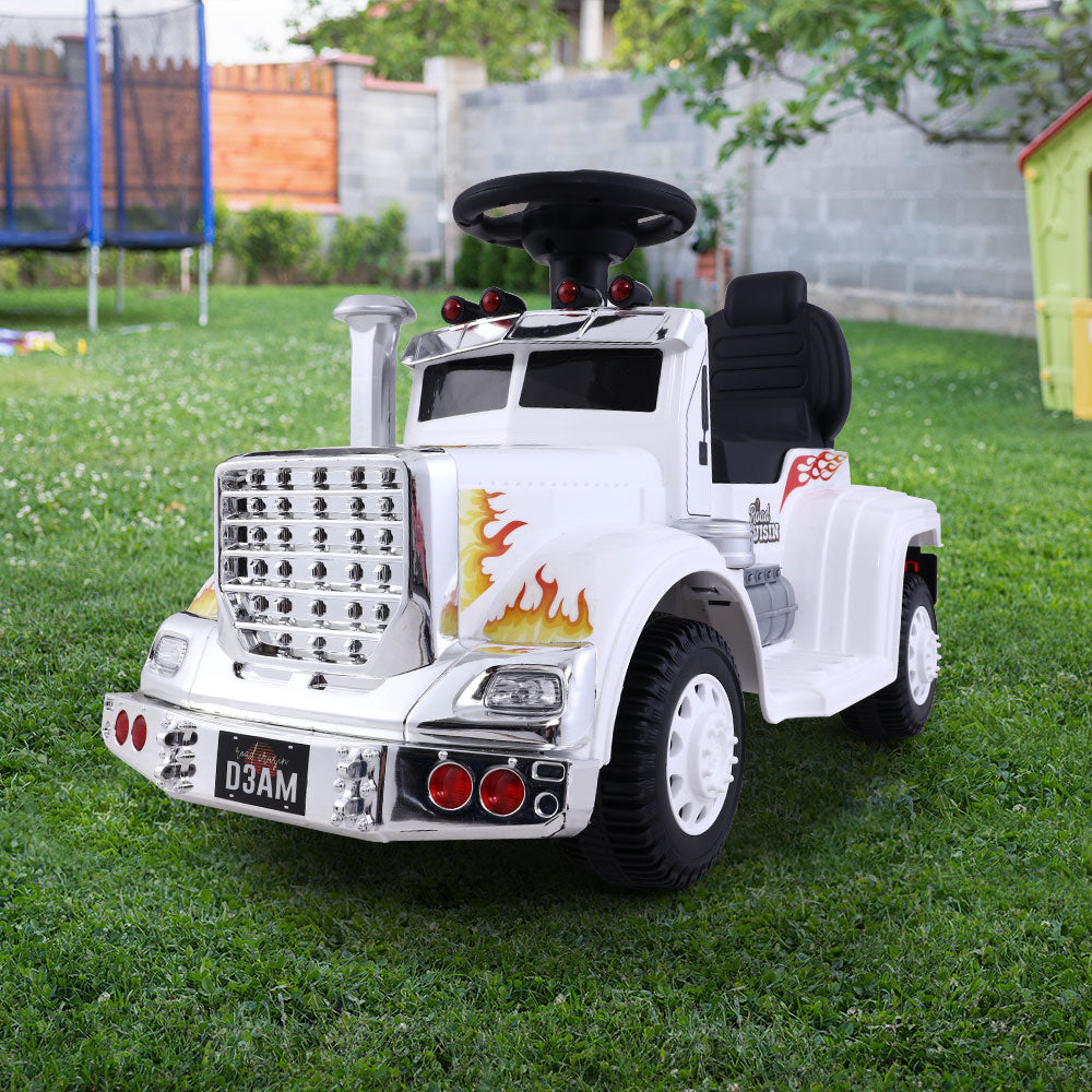 Kids Electric Ride On Car Truck Motorcycle Motorbike Toy Cars 6V White - Lil Learners