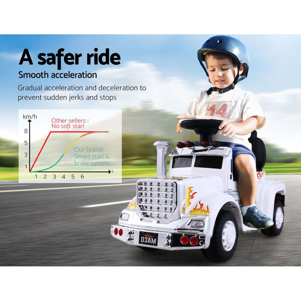 Kids Electric Ride On Car Truck Motorcycle Motorbike Toy Cars 6V White - Lil Learners