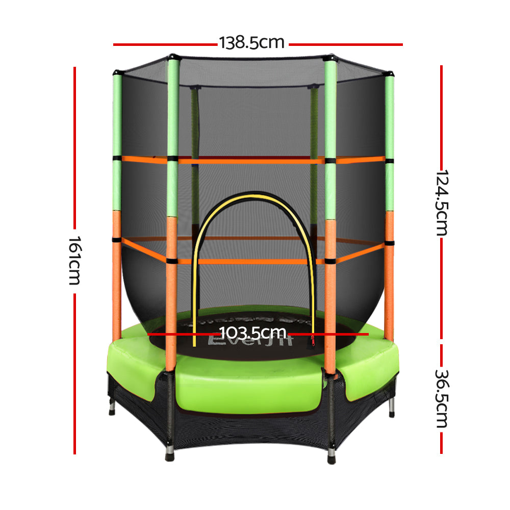 4.5FT Trampoline for Kids w/ Enclosure Safety Net Rebounder Green - Lil Learners