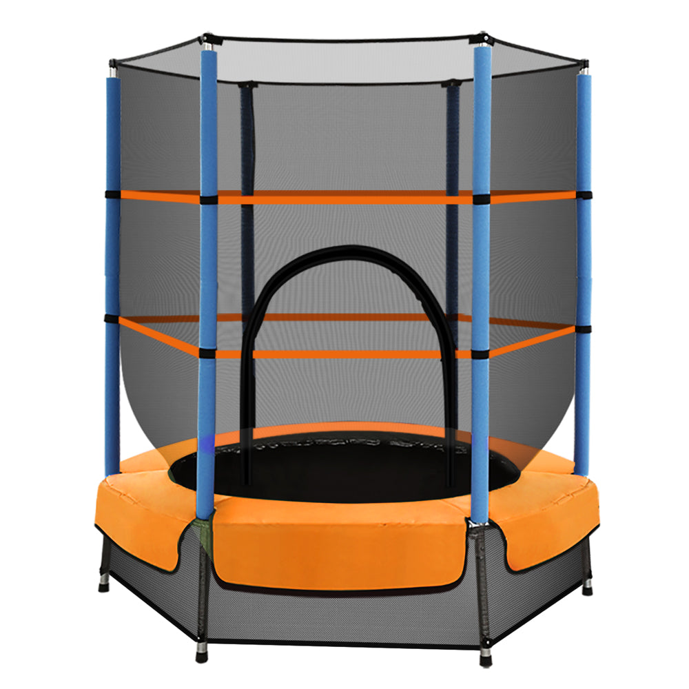 4.5FT Trampoline for Kids w/ Enclosure Safety Net Rebounder Orange - Lil Learners