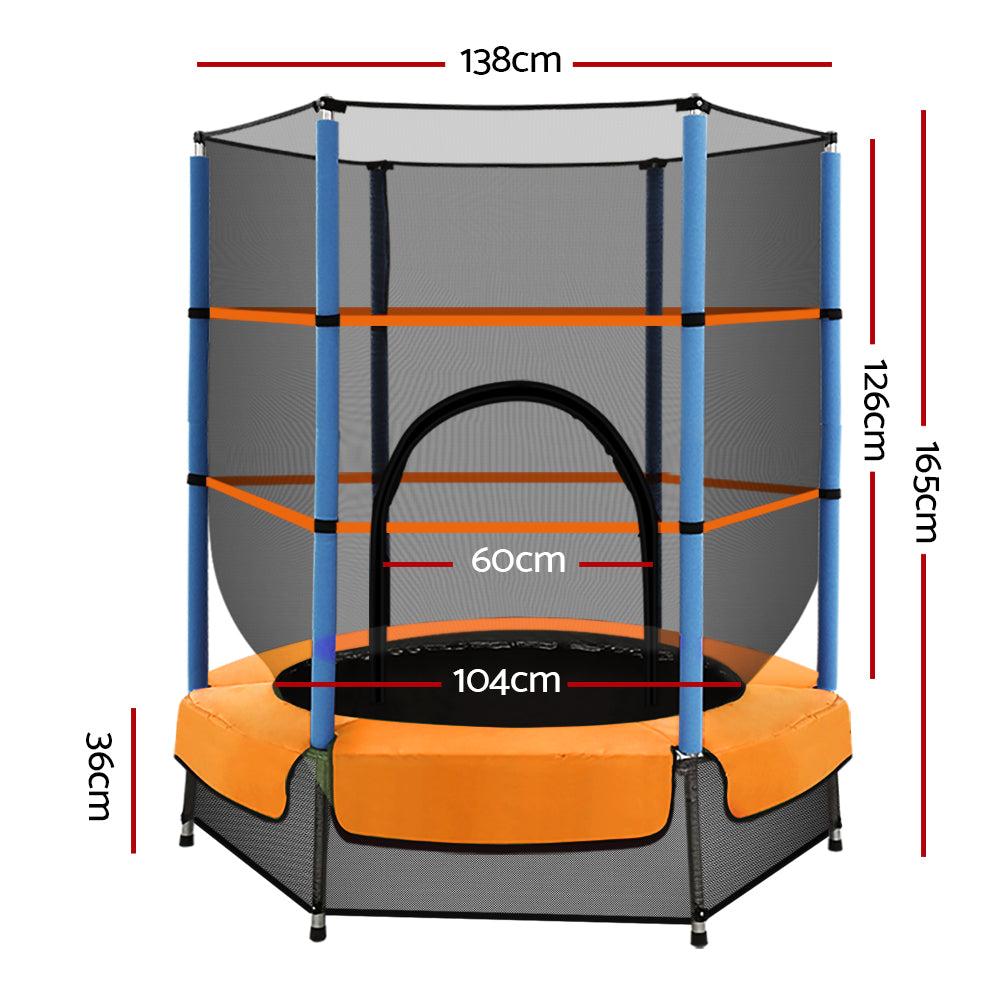 4.5FT Trampoline for Kids w/ Enclosure Safety Net Rebounder Orange - Lil Learners