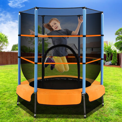 4.5FT Trampoline for Kids w/ Enclosure Safety Net Rebounder Orange - Lil Learners