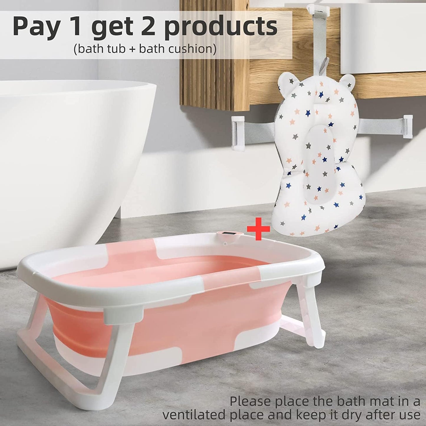 Baby Bath Tub Foldable - Pink White - Lil Learners