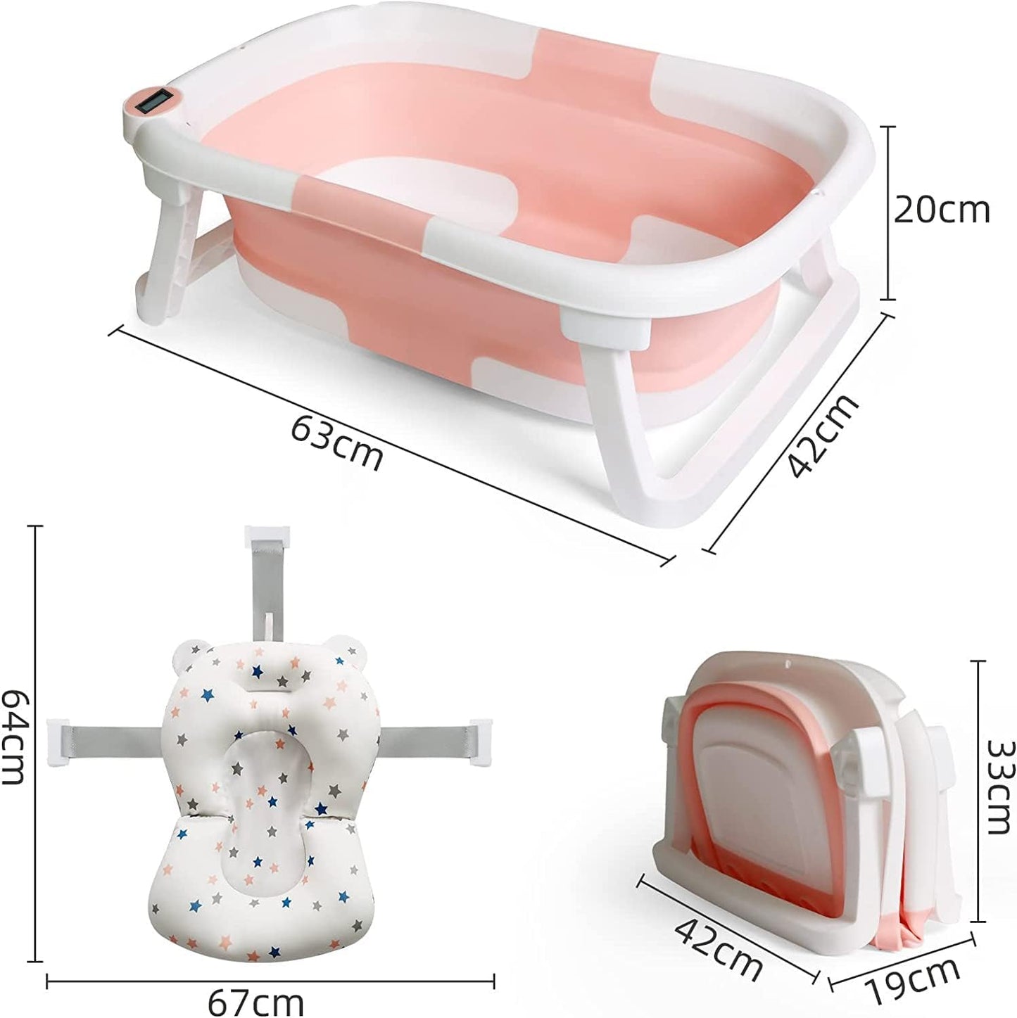 Baby Bath Tub Foldable - Pink White - Lil Learners