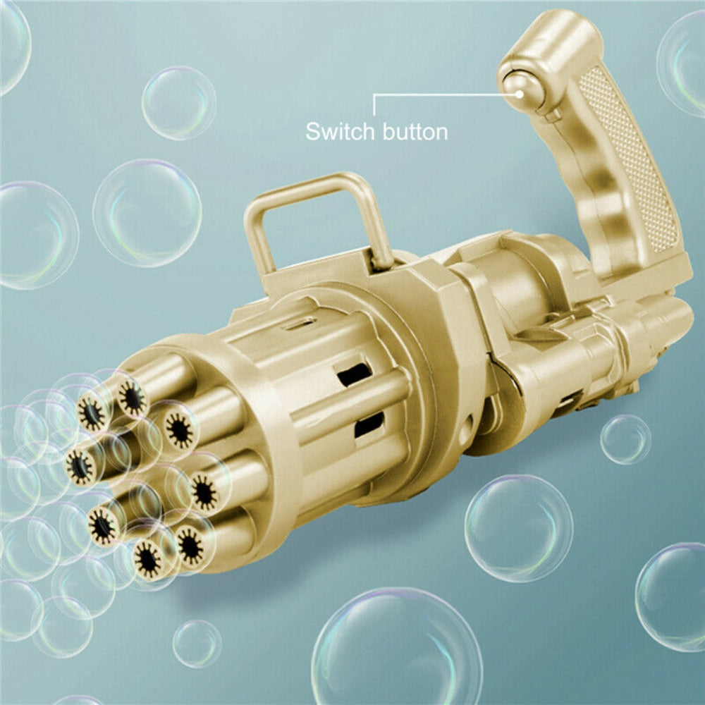 Kids Toys Automatic Gatling Bubble Gun Summer Soap Water Bubble Machine Gold - Lil Learners