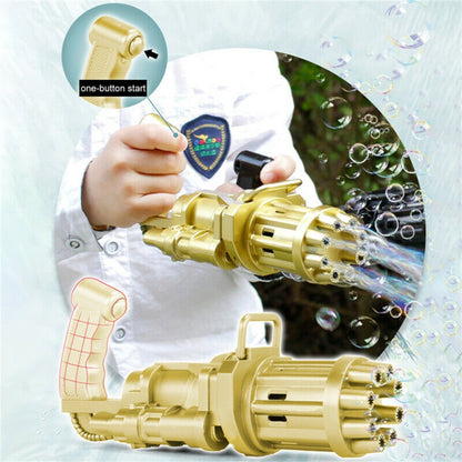 Kids Toys Automatic Gatling Bubble Gun Summer Soap Water Bubble Machine Gold - Lil Learners