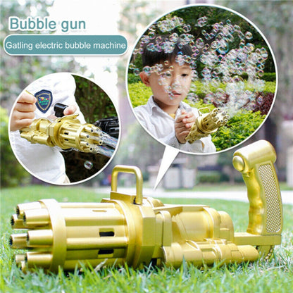 Kids Toys Automatic Gatling Bubble Gun Summer Soap Water Bubble Machine Gold - Lil Learners