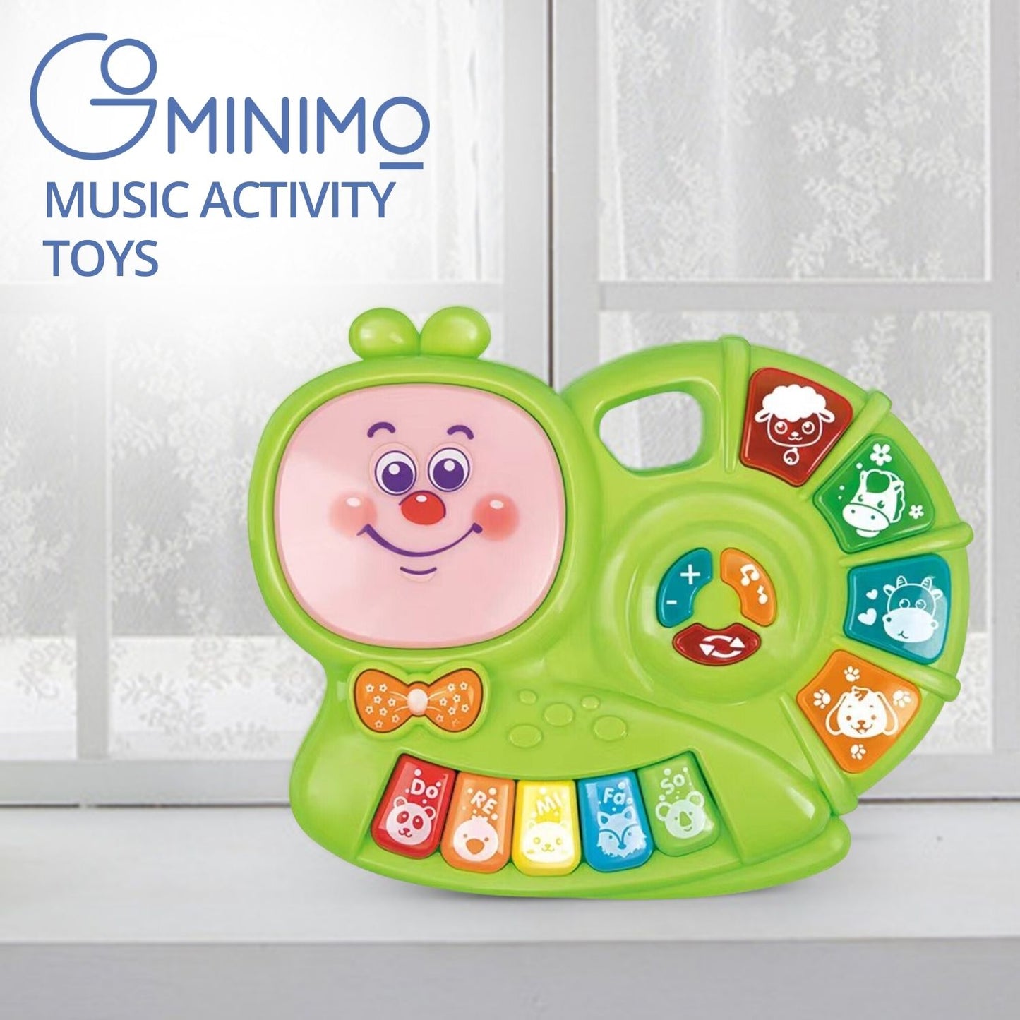 Kids Piano Keyboard Music Toys with Snail Shape Design Green - Lil Learners