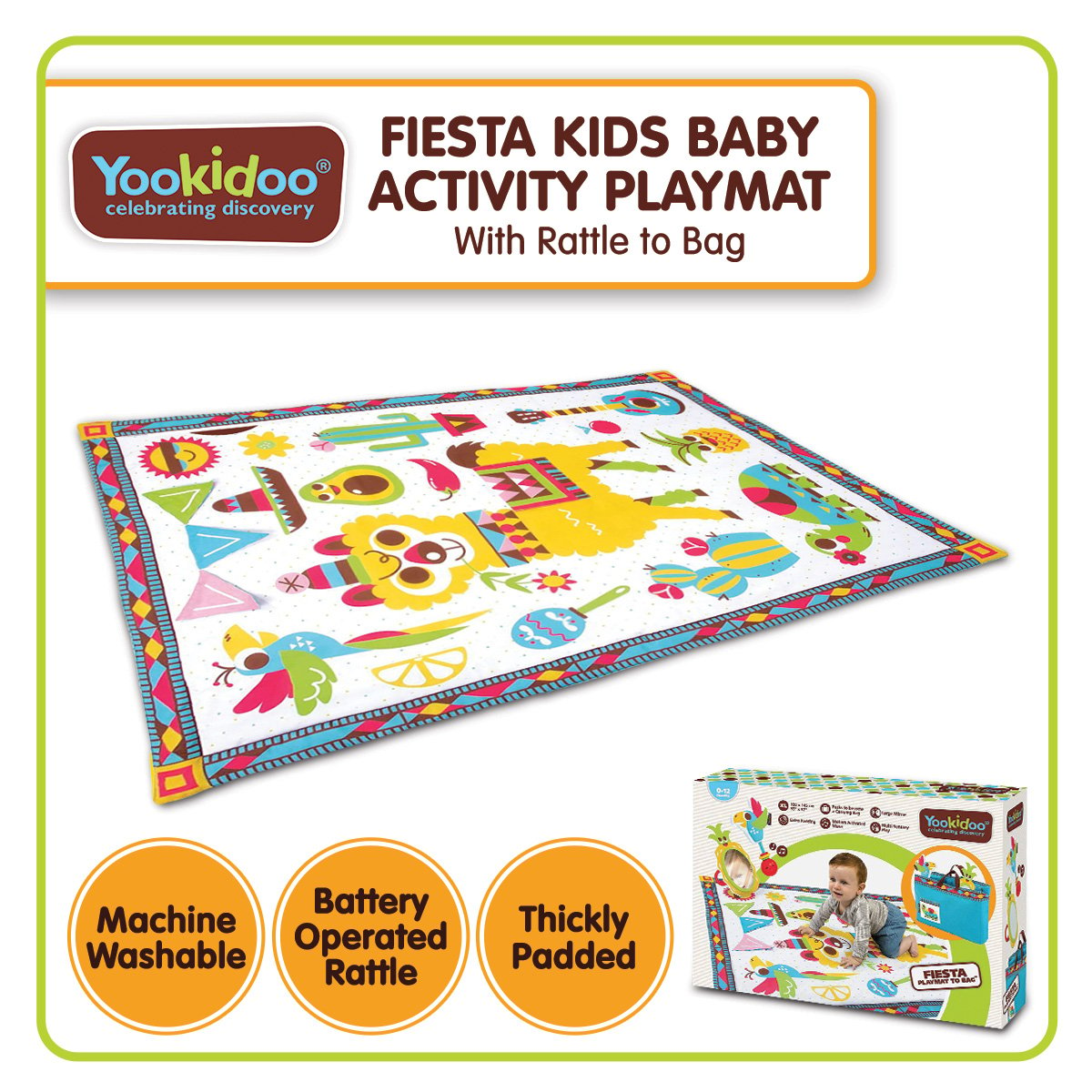 Fiesta Kids Baby Activity Playmat To Bag With Musical Rattle Padded - Lil Learners