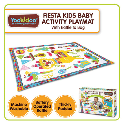 Fiesta Kids Baby Activity Playmat To Bag With Musical Rattle Padded - Lil Learners