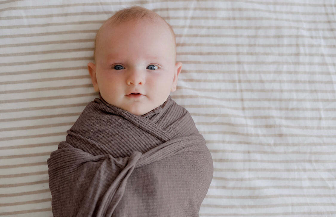 Ribbed Swaddle Jersey Wrap - Carmel - Lil Learners