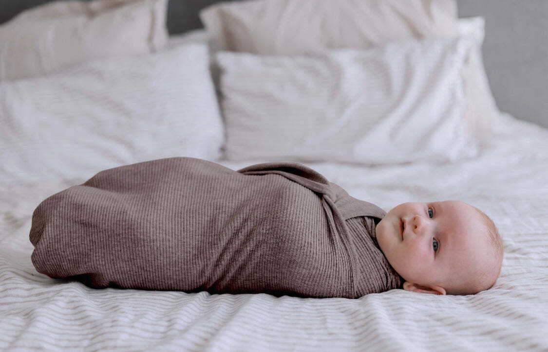 Ribbed Swaddle Jersey Wrap - Carmel - Lil Learners